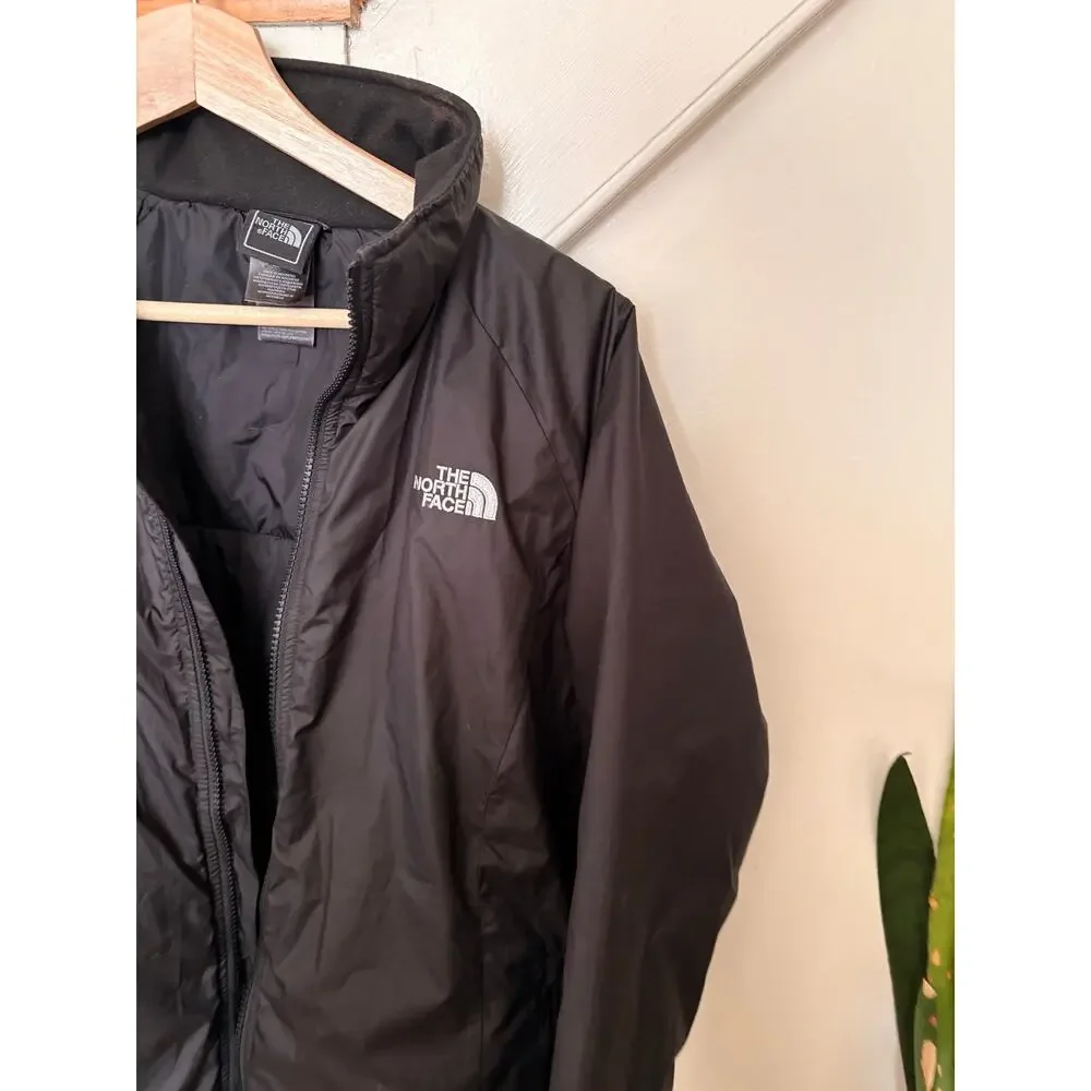 The North Face Insulated Jacket Black Full Zip Nylon Coat Lightweight Size M